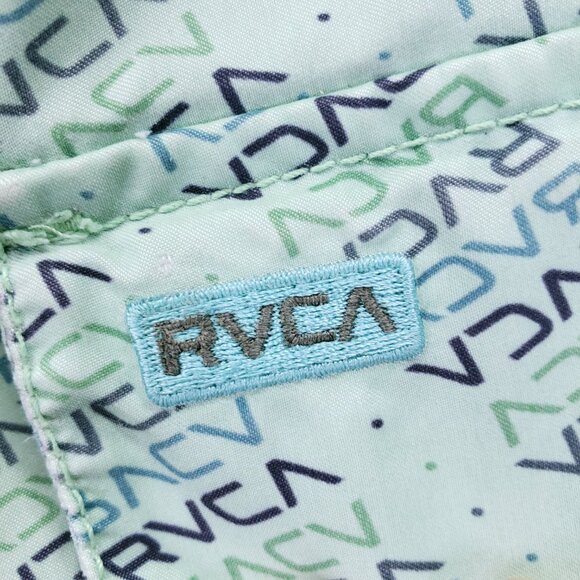 RVCA Artist Network Program Green Logo Pattern Beach Swim Trunks Size 38 - Picture 16 of 16